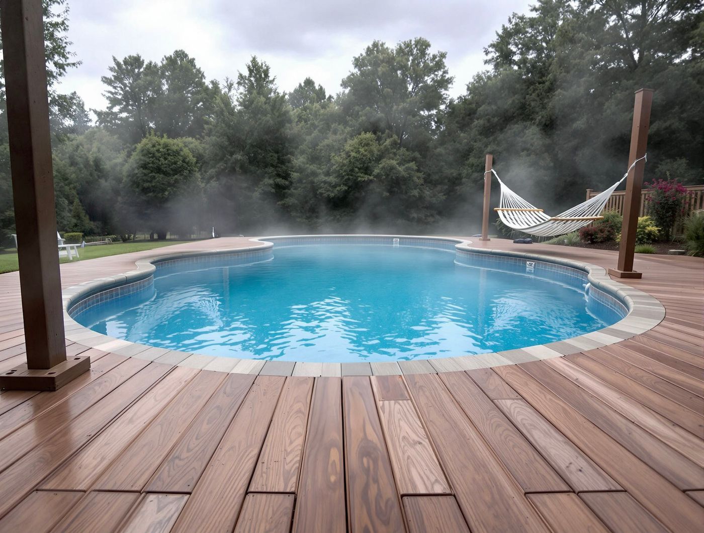 Freeform Pool with Cedar Deck and Hammock