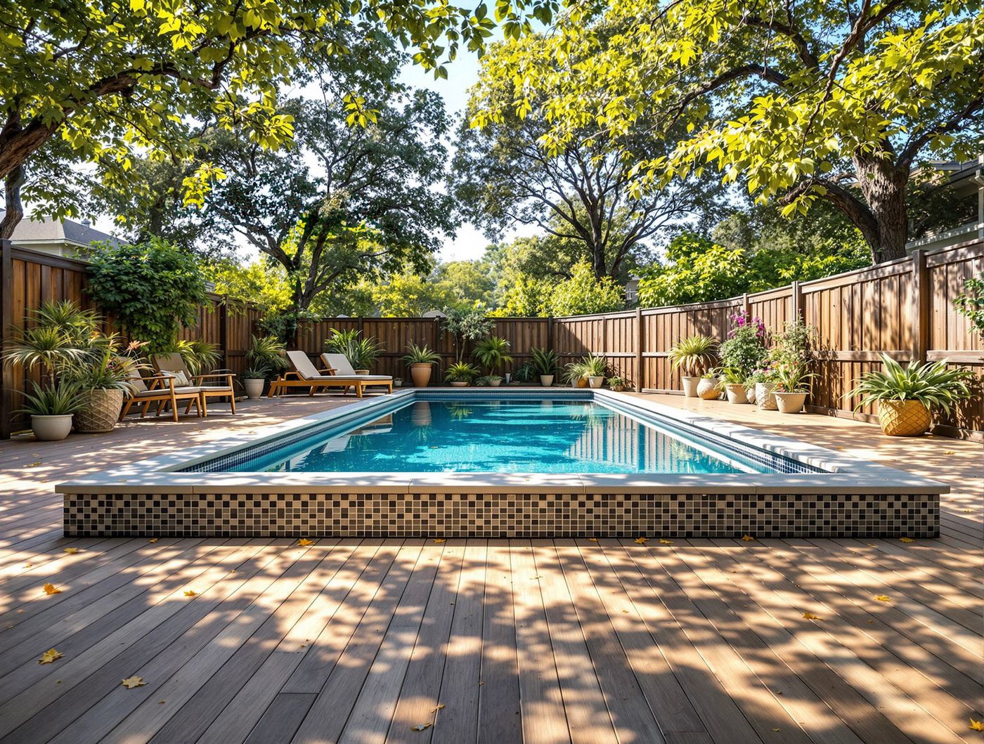 Rectangular Pool with Mosaic Tile Trim