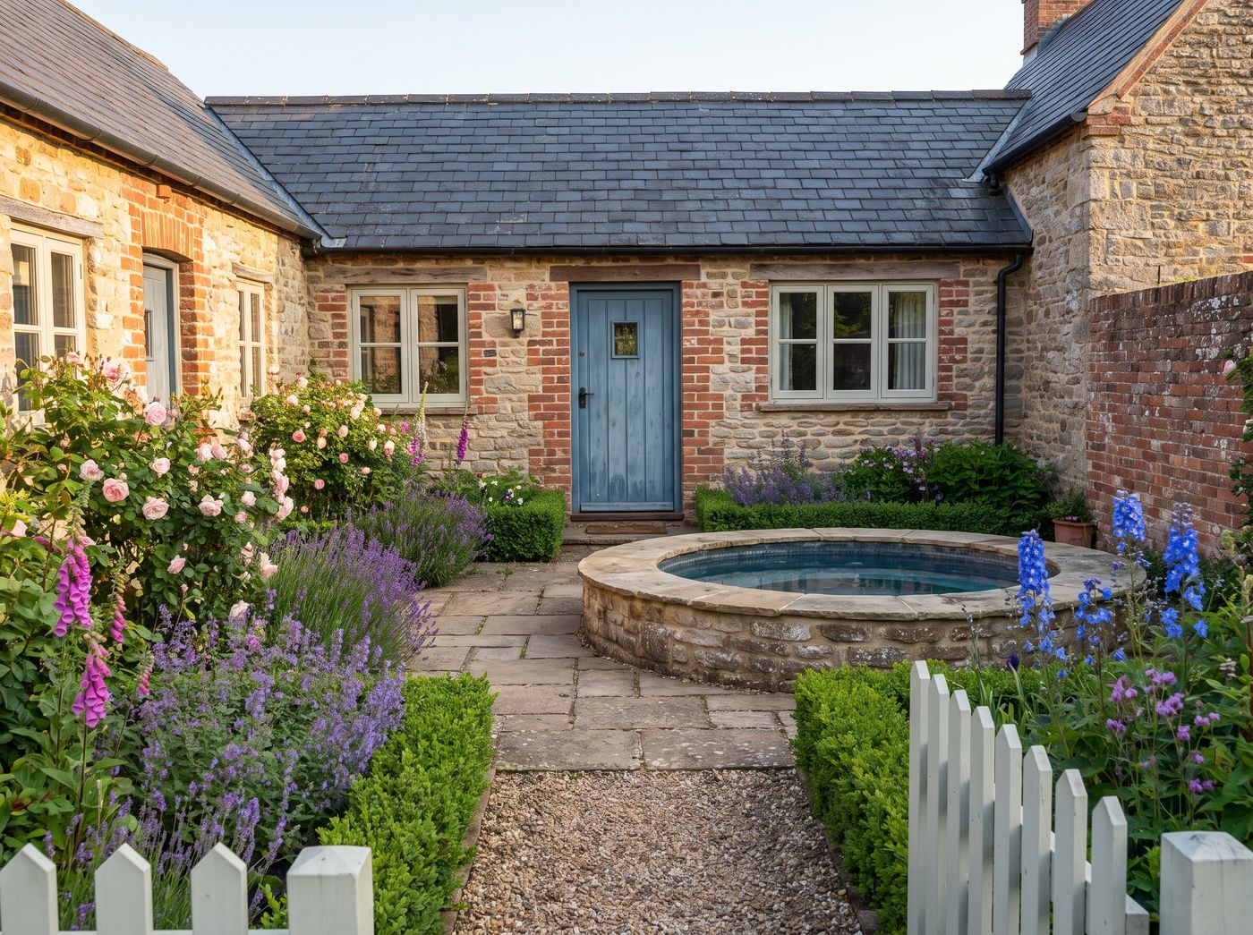 Circular Plunge Pool in Cottage Courtyard
