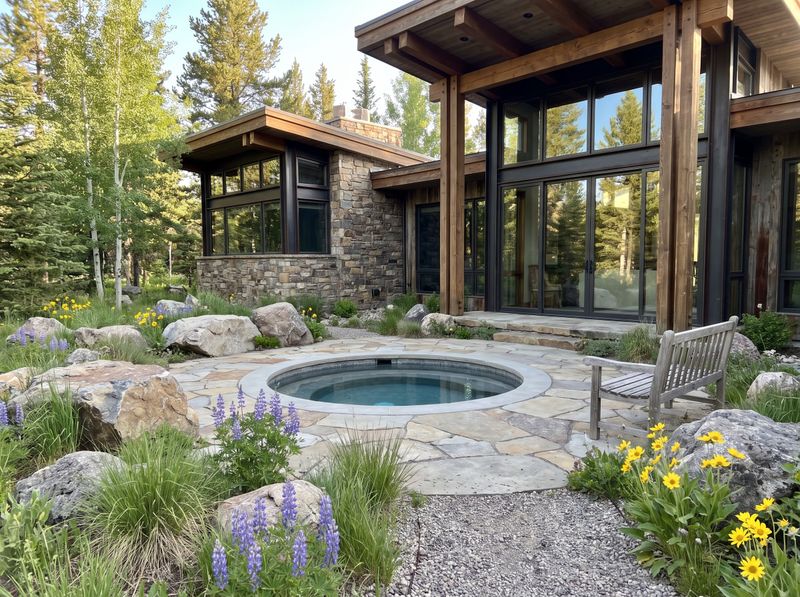 Circular Plunge Pool in Flagstone Patio