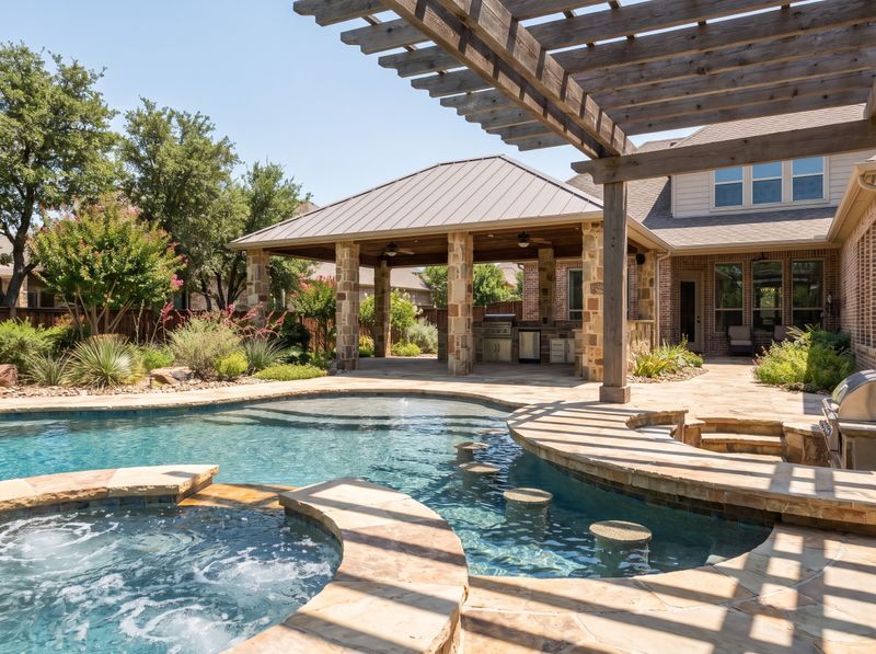 Flagstone Pool with Swim-Up Bar and Spa