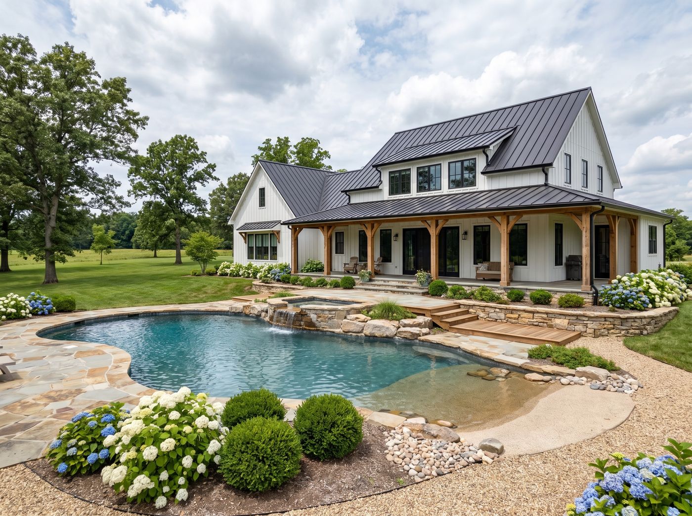 Freeform Pool with Beach Entry