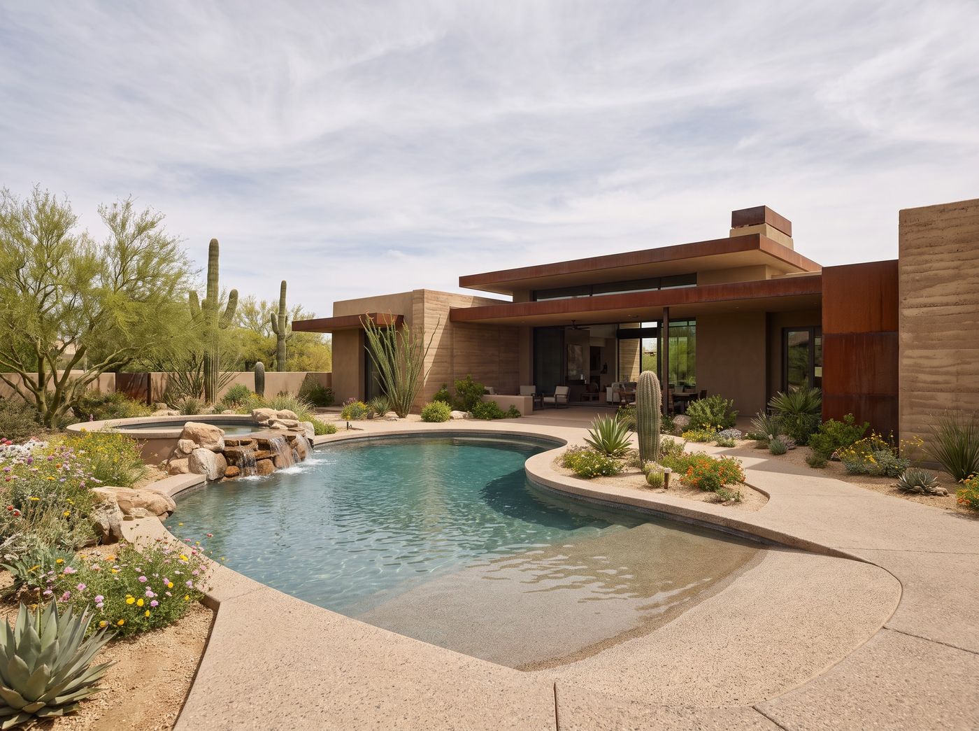 Freeform Pool with Beach Entry