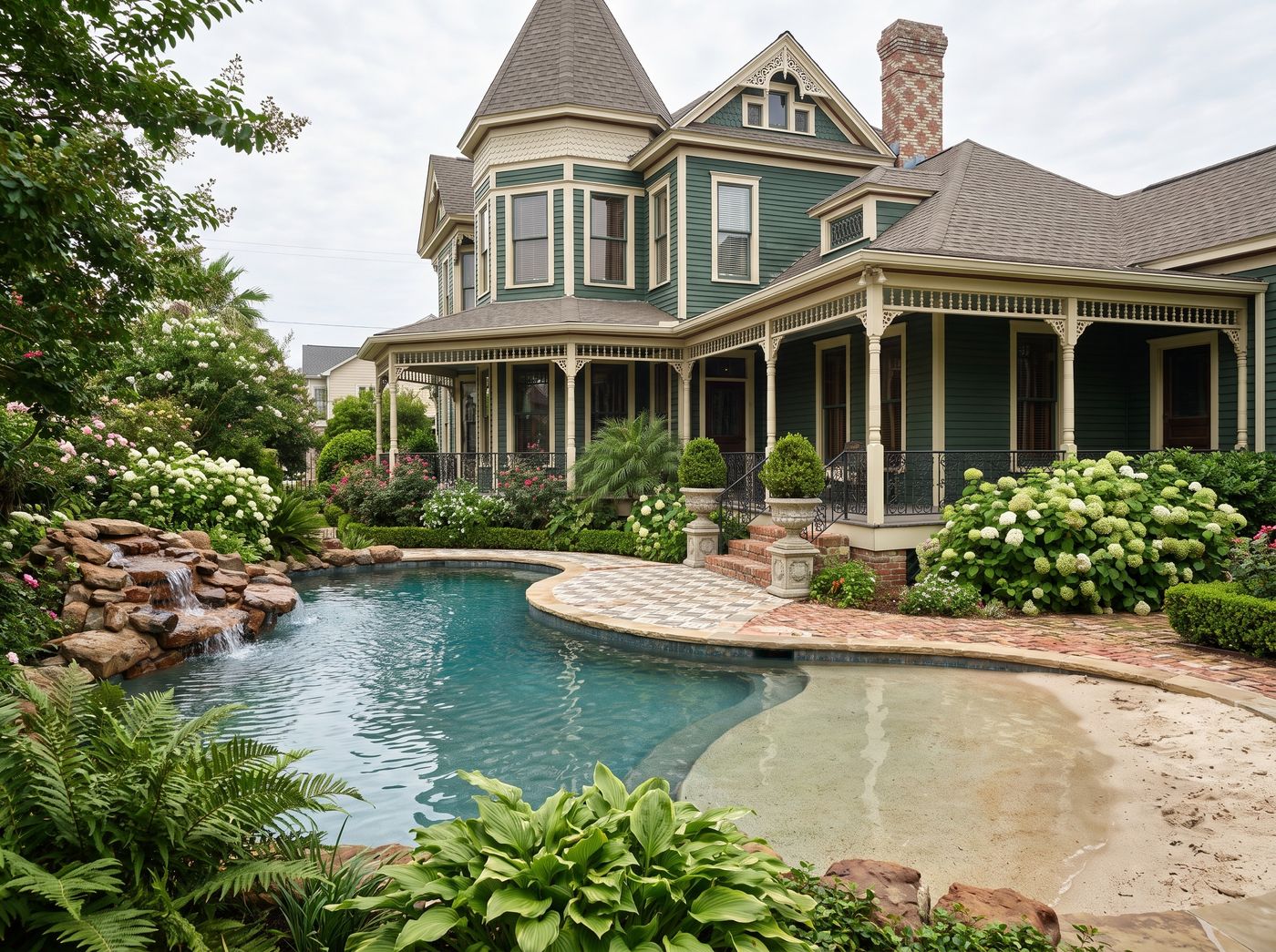 Freeform Pool with Beach Entry