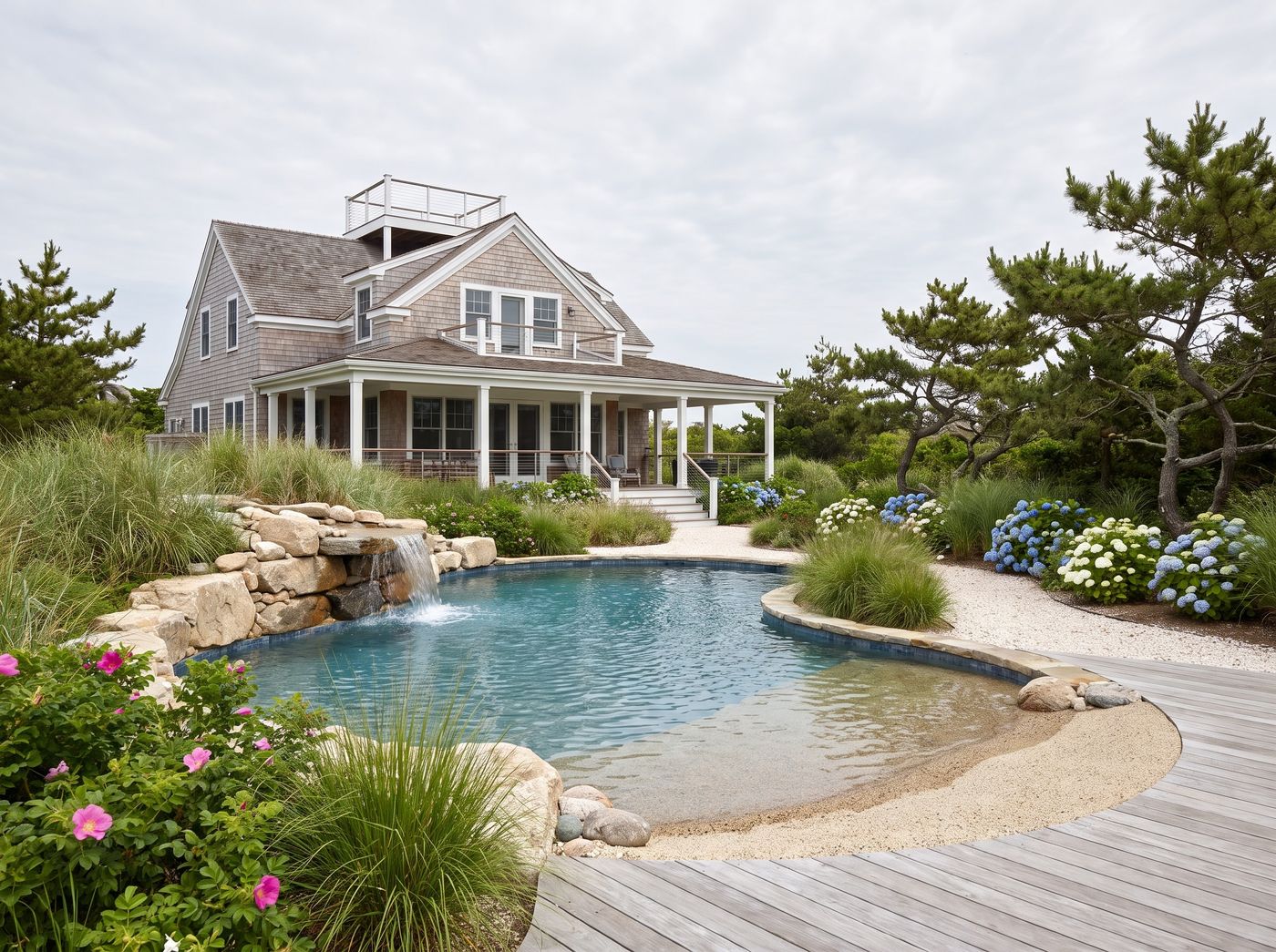 Freeform Pool with Sandy Beach Entry