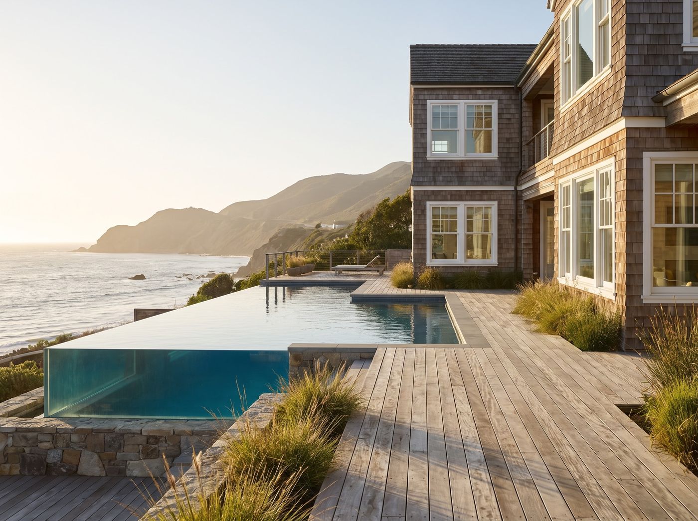 Glass Infinity Pool on Bleached Deck