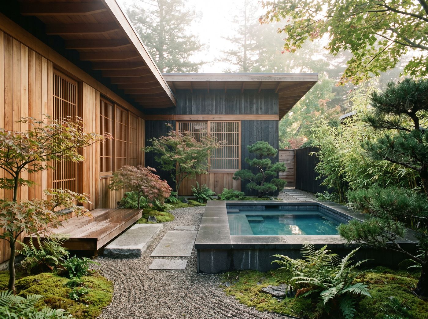 Plunge Pool in Japanese Zen Courtyard