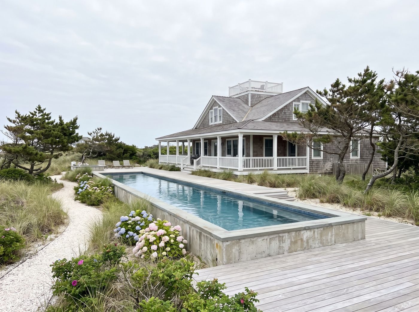 Raised Lap Pool Beside Coastal Beach House