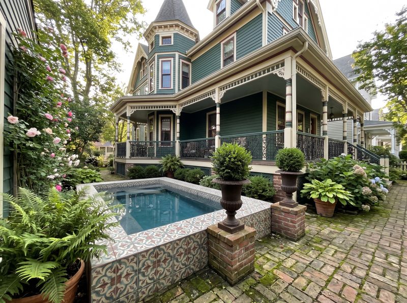Raised Plunge Pool Clad in Patterned Tile