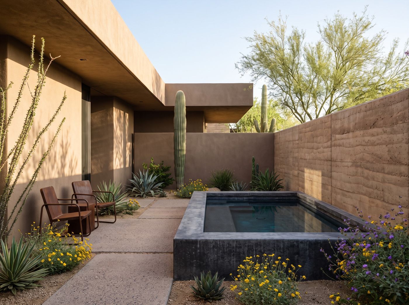 Raised Plunge Pool in Desert Courtyard