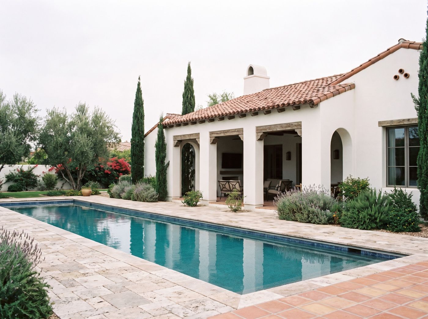 Rectangular Lap Pool with Stucco Loggia