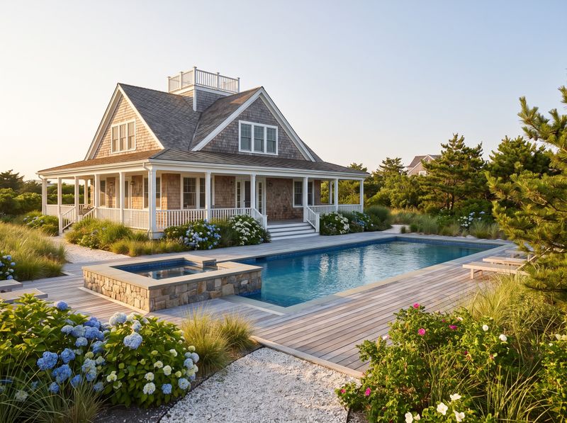 Rectangular Pool and Raised Stone Spa