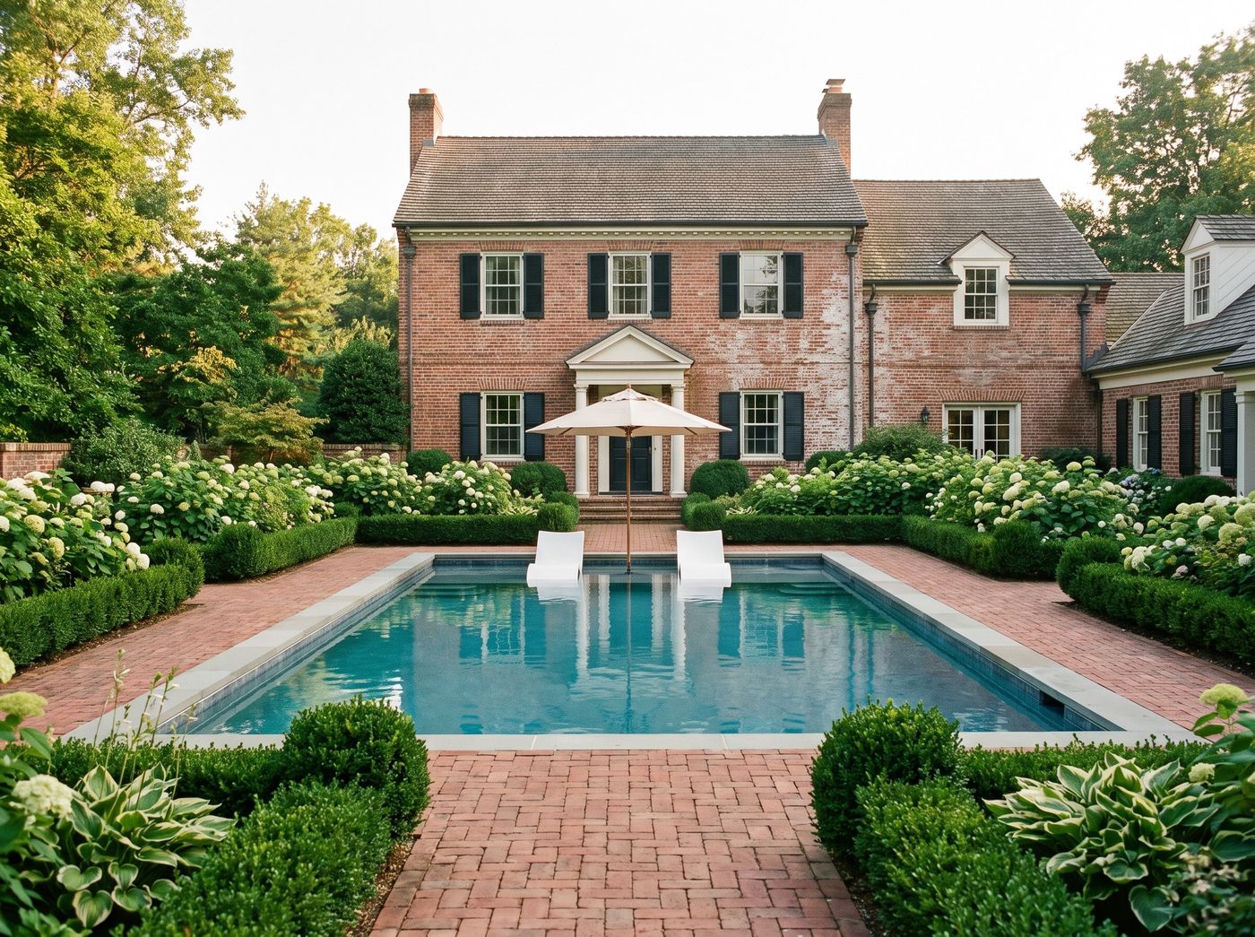 Rectangular Pool Framed by Brick Pavers