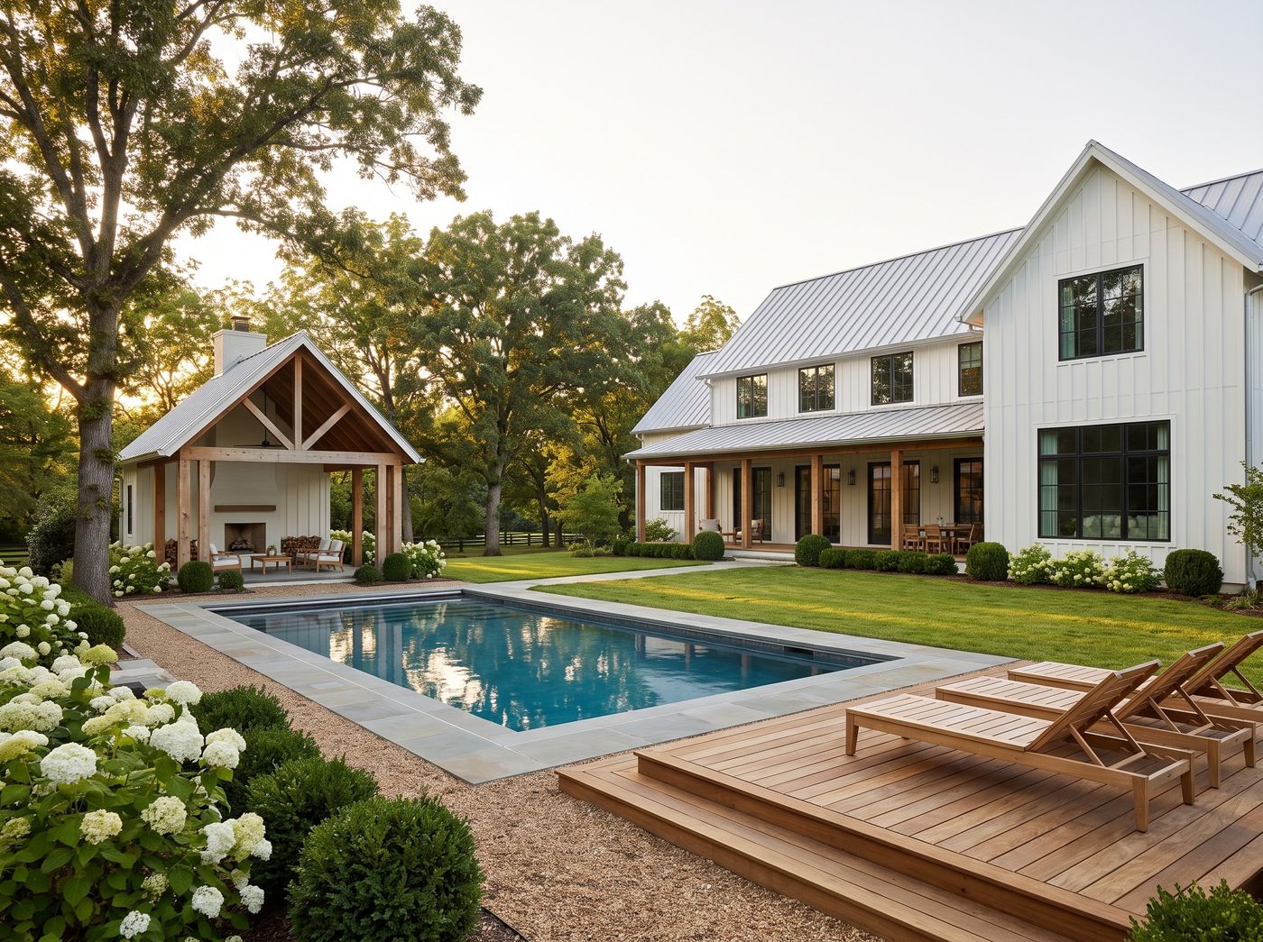 Rectangular Pool with Open Timber Pavilion