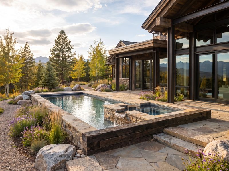Rectangular Pool with Raised Spa Spillover