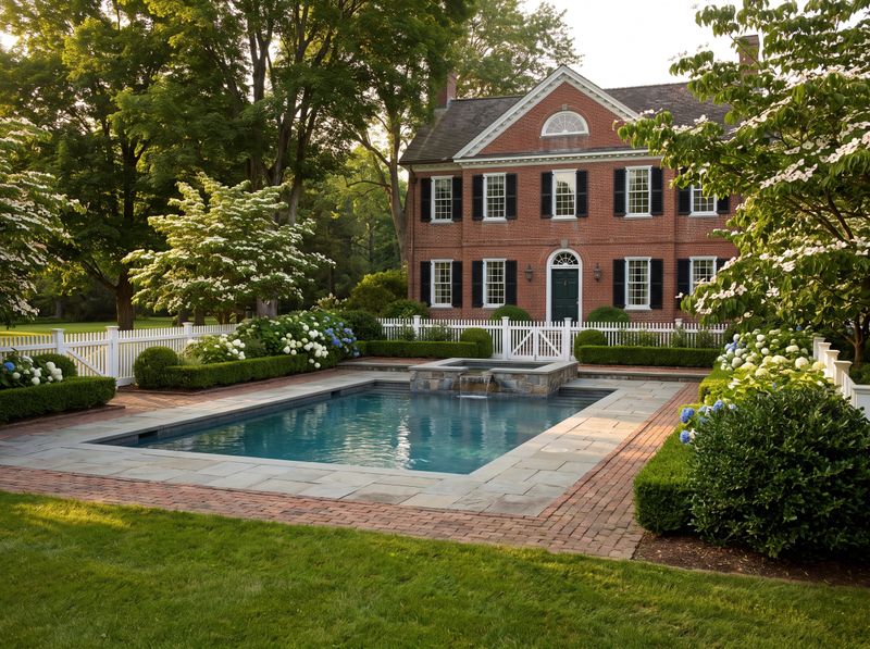 Rectangular Pool with Raised Stone Spa