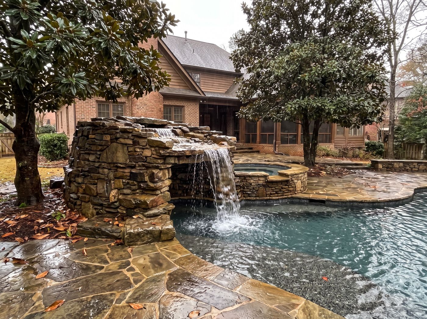 Stacked Stone Waterfall Grotto and Spa
