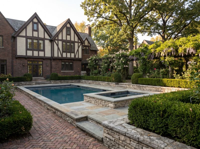 Sunken Rectangular Pool and Raised Spa