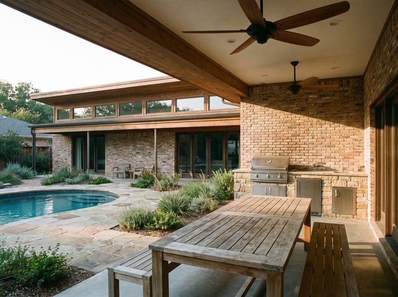 Covered Back Porch with Outdoor Kitchen