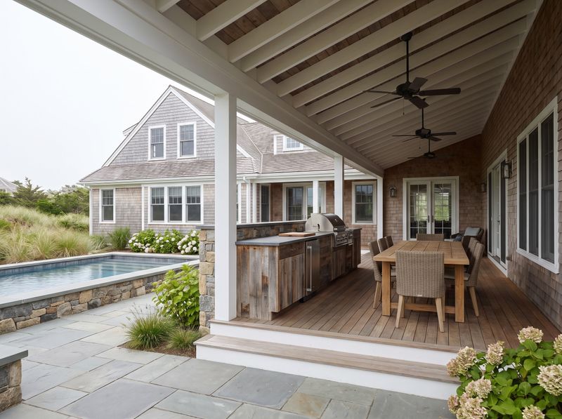 Covered Back Porch with Outdoor Kitchen