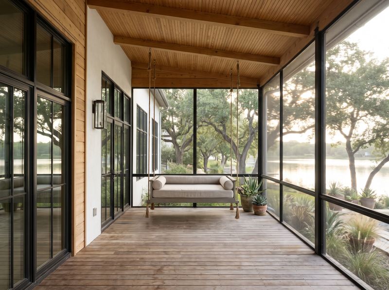 Lakefront Screened Porch with Swing Bed