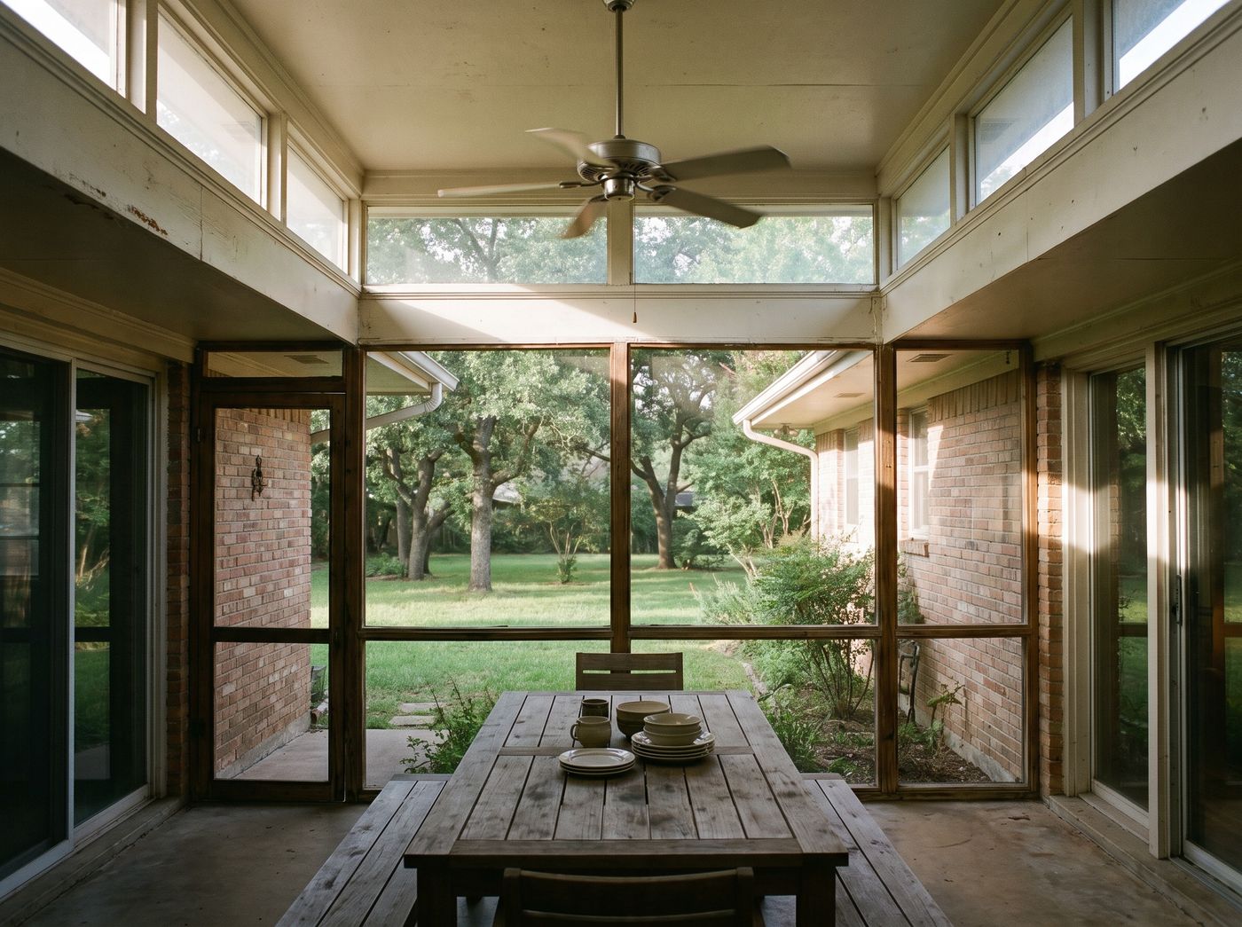 Screened Back Porch with Clerestory Windows