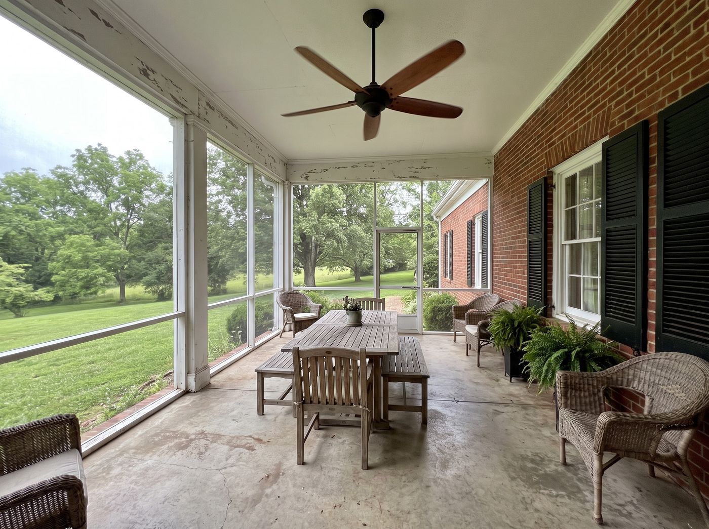 Screened Porch with Timber Dining Table