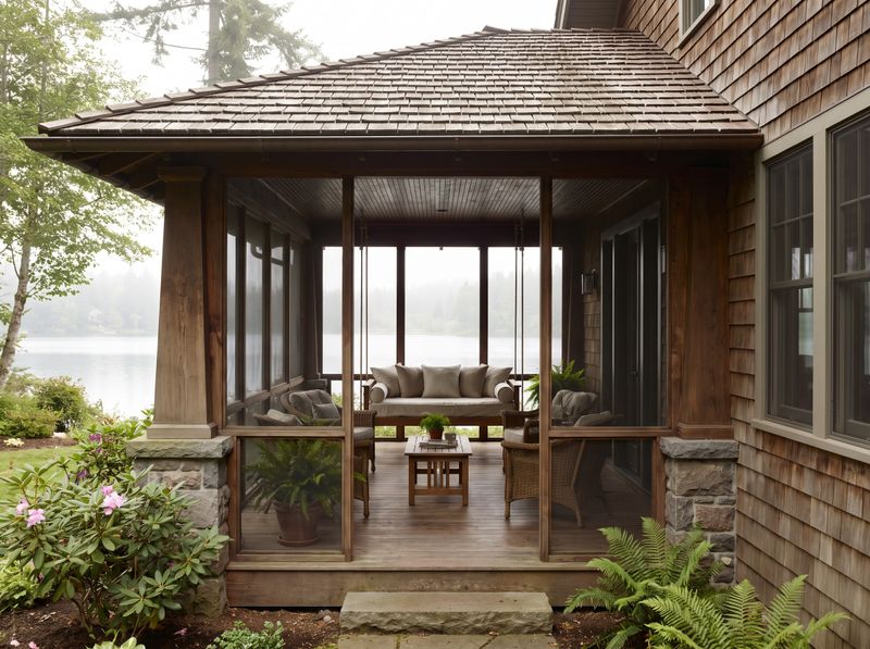 Screened Timber Porch with Swing Bed