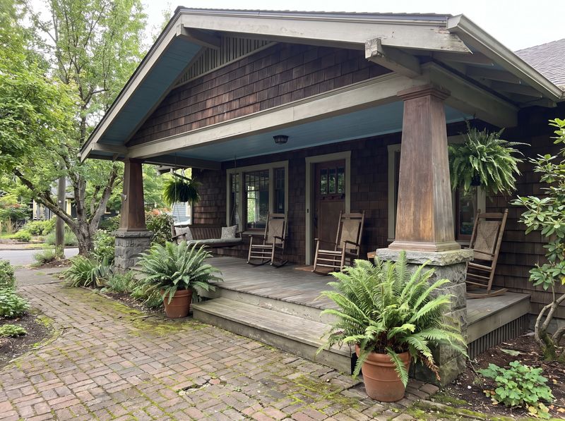Shingled Front Porch with Tapered Columns