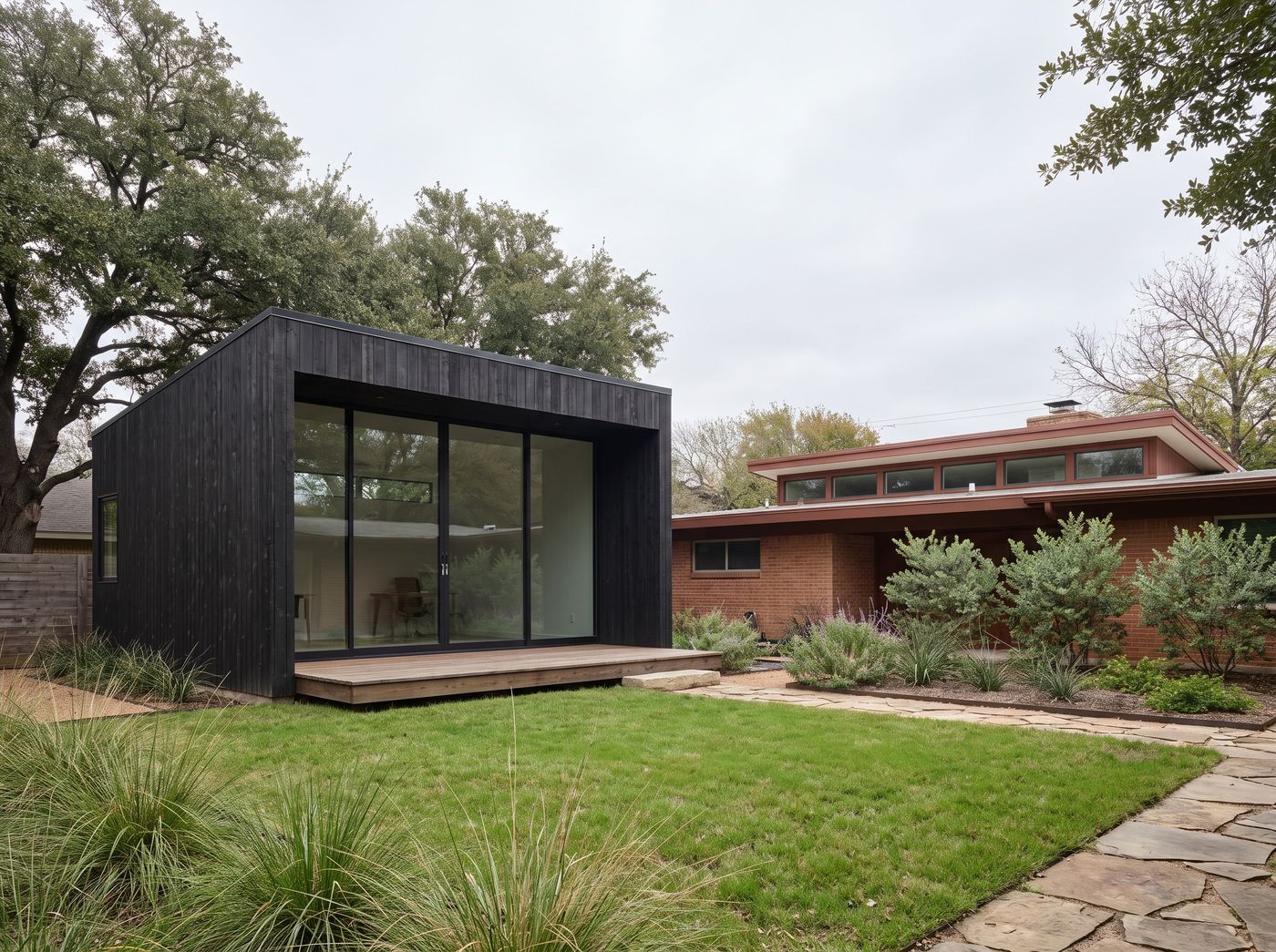 Charcoal Timber Studio with Glass Front