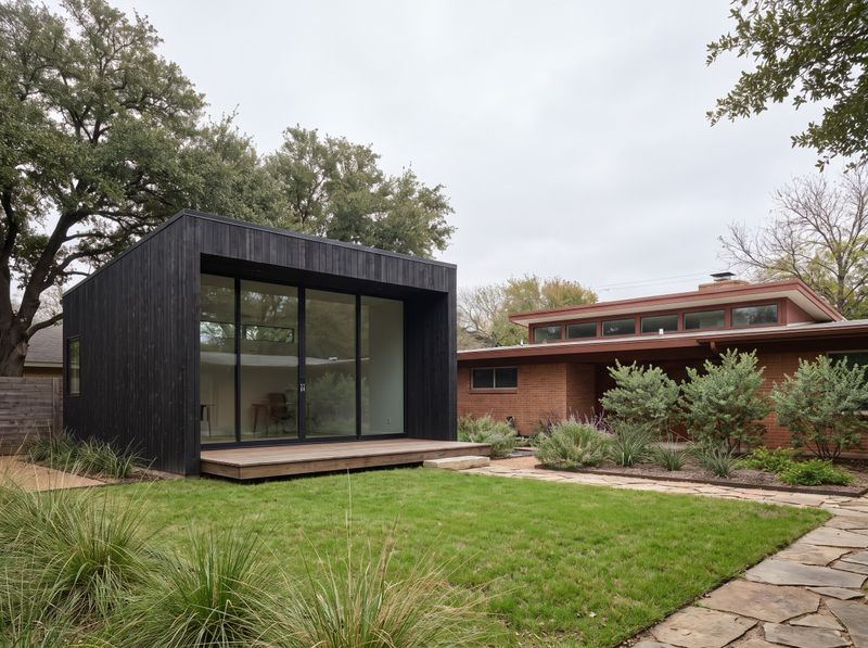 Charcoal Timber Studio with Glass Front