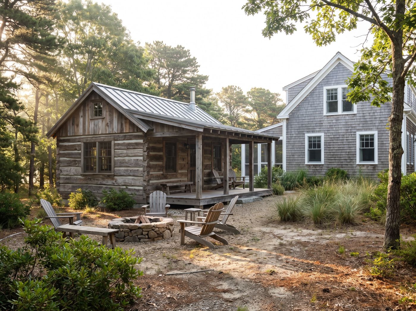 Log Cabin Guest House with Fire Pit