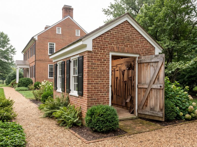 Red Brick Garden Shed Beside Gravel Path