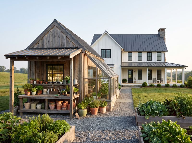 Rustic Potting Shed with Attached Greenhouse
