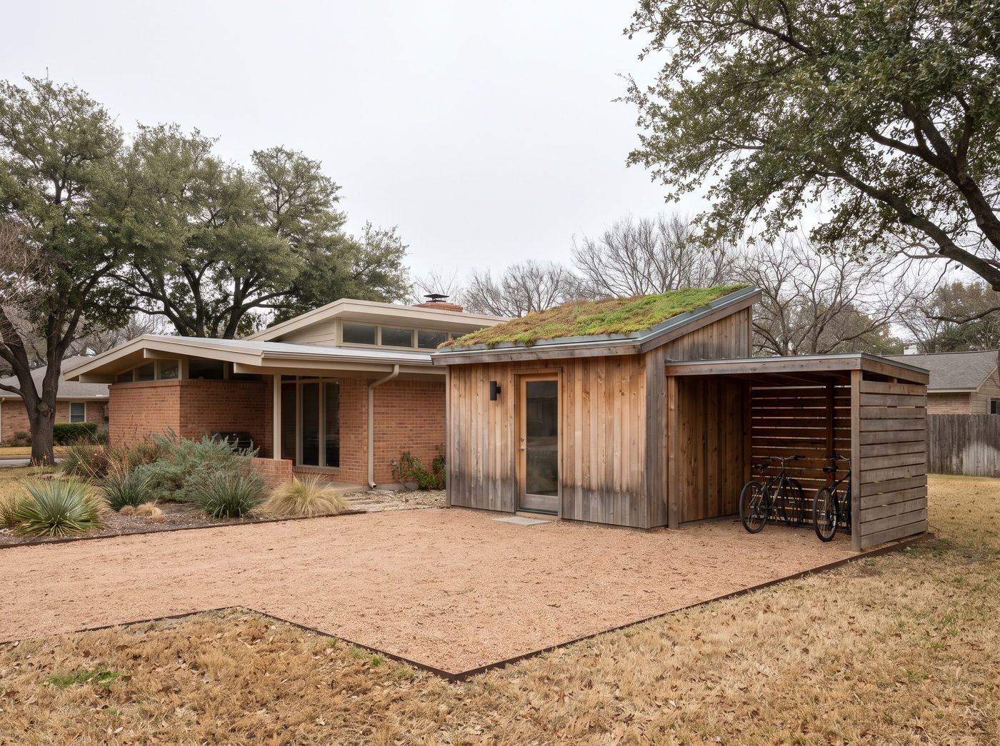 Timber Modern Shed with Green Roof
