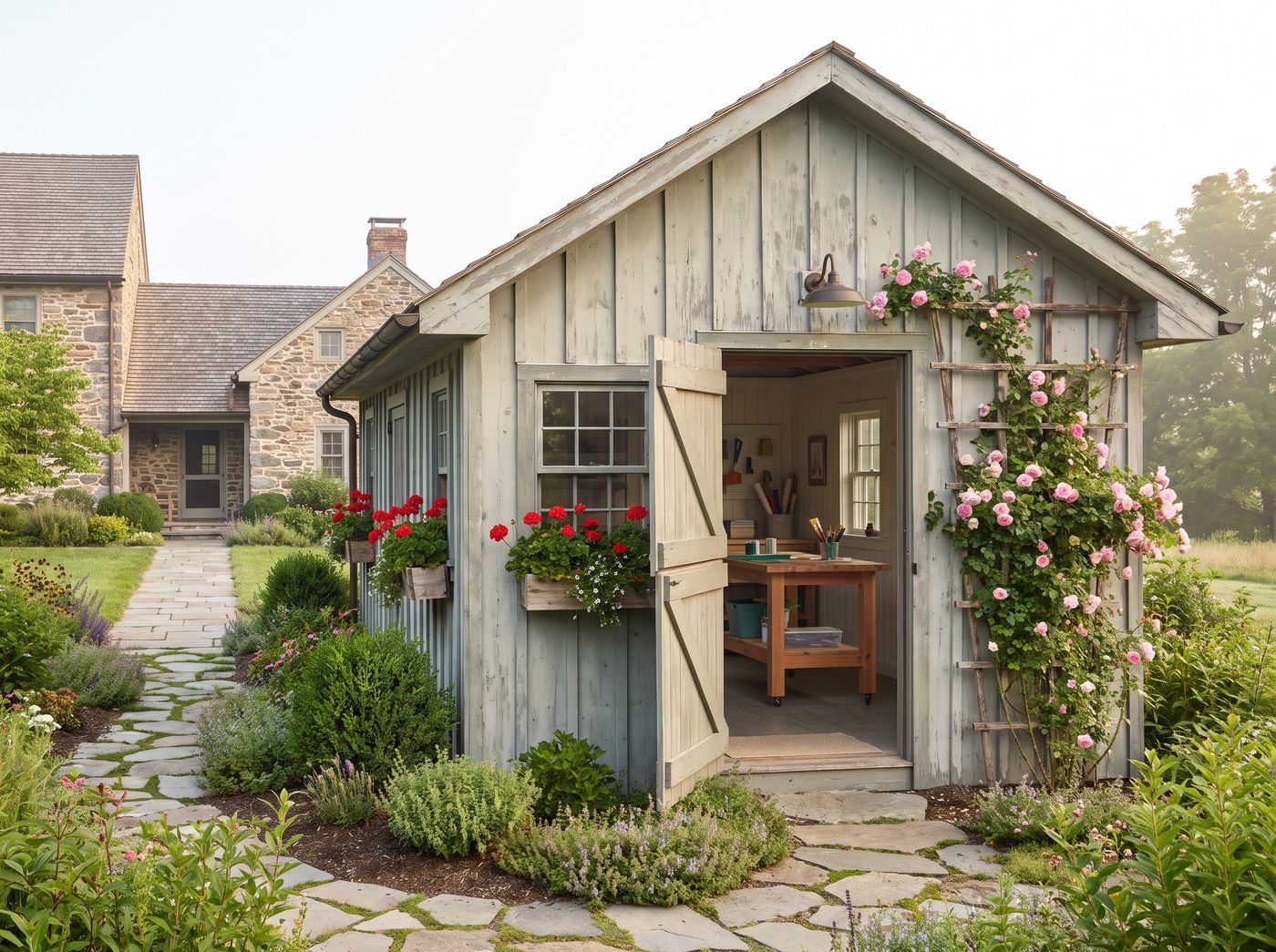 Weathered Craft Shed with Dutch Door