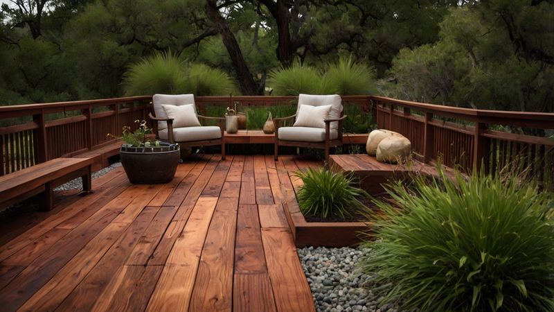 Redwood Deck with Sculptural Grasses